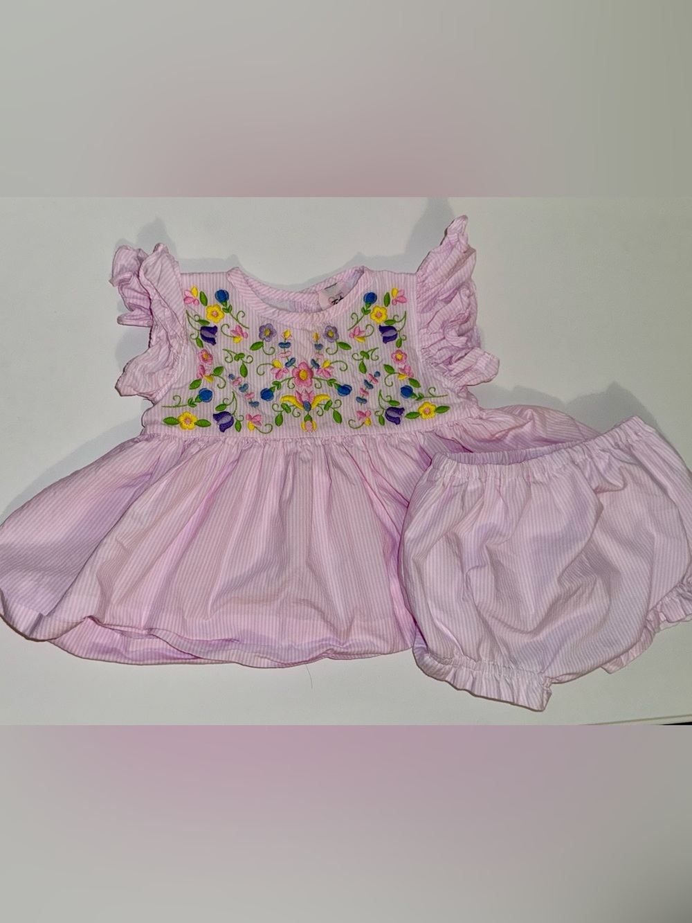 Pink Embroidered Baby Dress with Blooming Floral Detail
